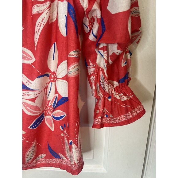 Pink Lily Coral Floral Off Shoulder Top Sz Small - Picture 2 of 7